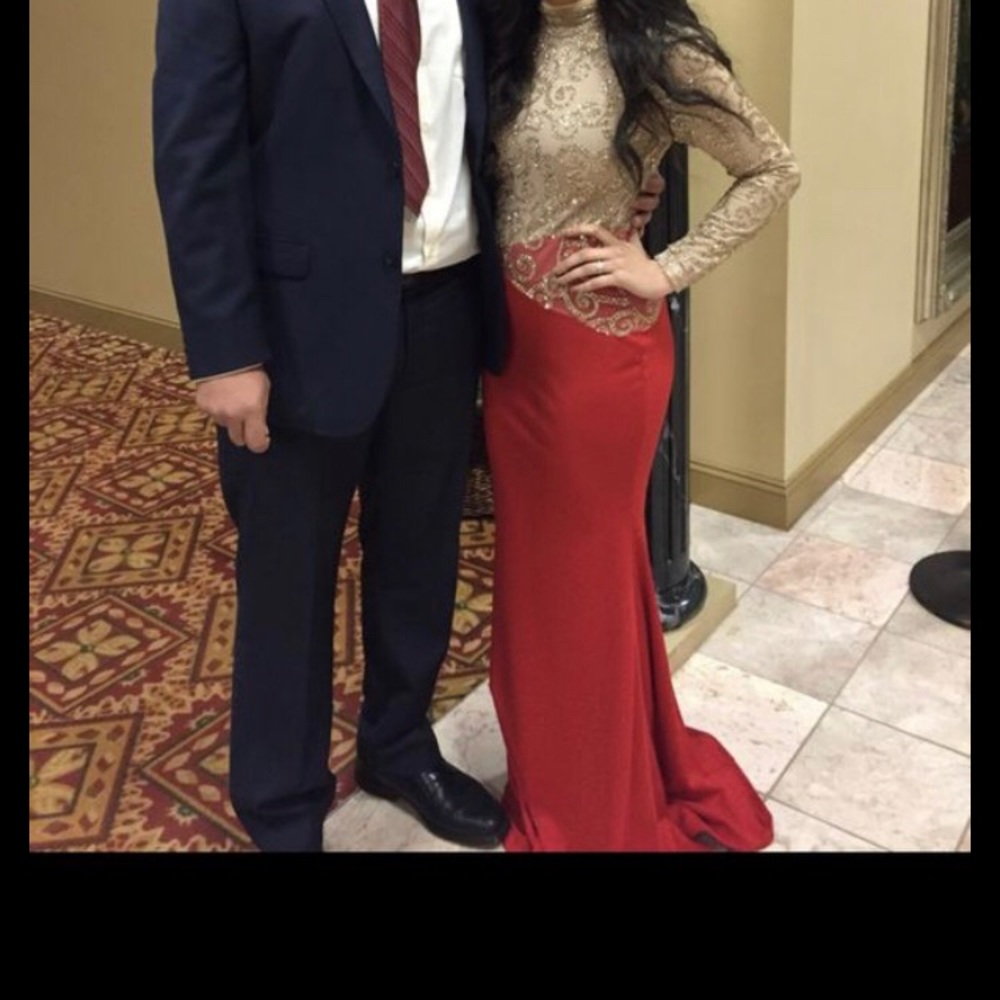 Red gold dress